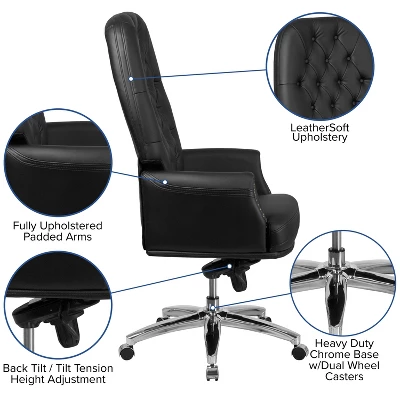 Emma And Oliver High Back Traditional Button Tufted Multifunction Swivel Ergonomic Office Chair 2 Emma And Oliver High Back Traditional Button Tufted Multifunction Swivel Ergonomic Office Chair - Image 2