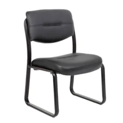 Officezen Shop 22 Armless Leather Sled Base Guest Chair Black - Boss Office Products