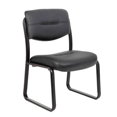 Armless Leather Sled Base Guest Chair Black - Boss Office Products 1 Armless Leather Sled Base Guest Chair Black - Boss Office Products