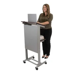 Stand Up Desk Store Mobile Adjustable Height Rolling Lectern Podium With Heavy Duty Steel Frame -Officezen Shop GUEST f1fc36f4 3f95 4ce8 aea4 8a2034c3fad0