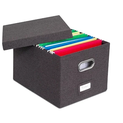 Internet's Best 1-Pack Collapsible File Storage Organizer With Lid - Charcoal 1 Internet's Best 1-Pack Collapsible File Storage Organizer With Lid - Charcoal