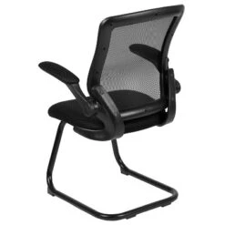 Emma And Oliver Black Mesh Sled Base Side Reception Guest Office Chair With Flip-Up Arms -Officezen Shop GUEST f62727bd 5bd3 4da7 8ba6 7964e5e7cf83