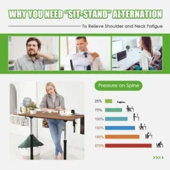 Costway Height Adjustable Computer Desk Sit Stand Rolling Notebook Table NaturalBrownBlack 17 Costway Height Adjustable Computer Desk Sit Stand Rolling Notebook Table NaturalBrownBlack -Officezen Shop GUEST f643cf5a af68 4ac0 a6d6 d75088b7bacb