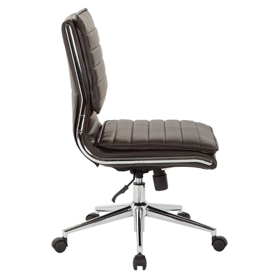 Armless Mid Back Manager's Faux Leather Chair With Chrome Base - OSP Designs 2 Armless Mid Back Manager's Faux Leather Chair With Chrome Base - OSP Designs - Image 2