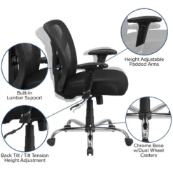 HERCULES Series 400 Lb. Capacity Big & Tall Swivel Task Chair Black Mesh - Flash Furniture -Officezen Shop GUEST f7de067e 81ff 4c46 9438 e579495f30b1