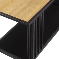 55.5" Modern 4 Shelf With Metal Bar Room Divider Bookcase Coastal Oak/Black - Saracina Home 13 55.5" Modern 4 Shelf With Metal Bar Room Divider Bookcase Coastal Oak/Black - Saracina Home -Officezen Shop GUEST ffa6e104 97bb 4319 b27b 600bbe750d80